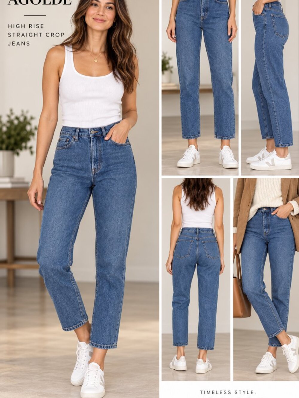 AGOLDE High Rise Straight Crop Jeans Medium Wash Size 30